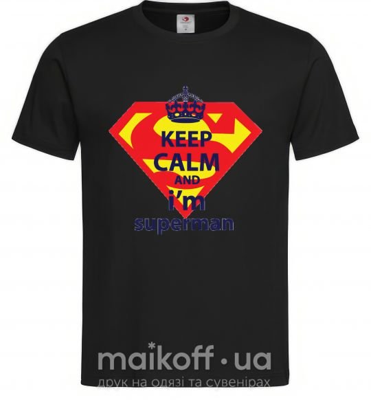 Чоловіча футболка Keep calm and i'm superman Чорний фото