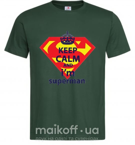 Чоловіча футболка Keep calm and i'm superman Темно-зелений фото