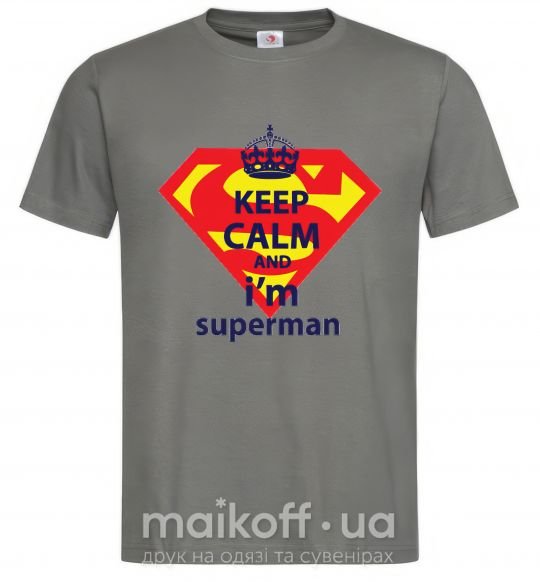 Чоловіча футболка Keep calm and i'm superman Графіт фото