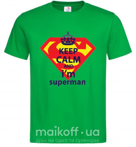 Мужская футболка Keep calm and i'm superman Зеленый фото