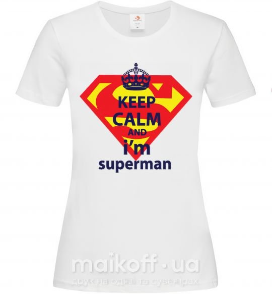 Женская футболка Keep calm and i'm superman Белый фото