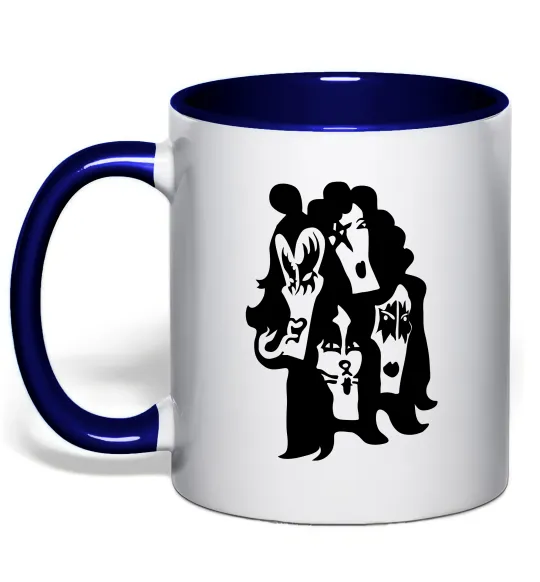 Чашка з кольоровою ручкою KISS band Глибокий темно-синій фото