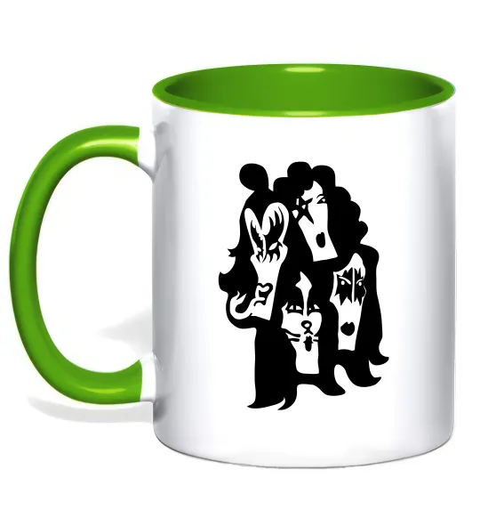 Чашка з кольоровою ручкою KISS band Лаймовий фото