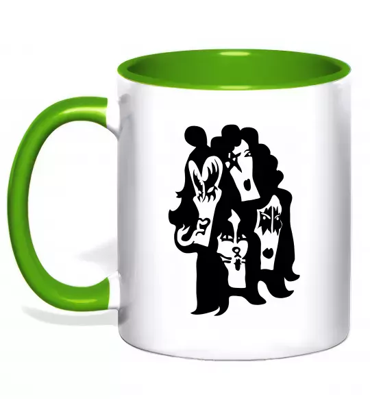 Чашка з кольоровою ручкою KISS band Зелений фото