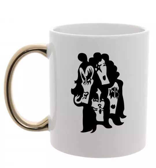 Чашка з кольоровою ручкою KISS band Золото фото