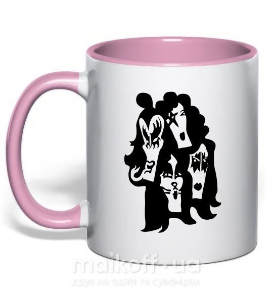 Чашка з кольоровою ручкою KISS band Ніжно рожевий фото
