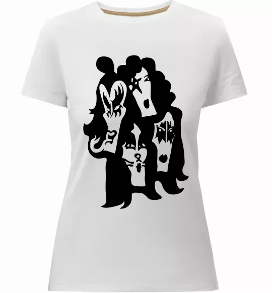 Женская премиум футболка KISS band Белый фото