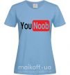 Женская футболка YOU NOOB Голубой фото