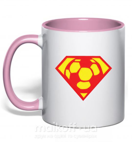 Чашка з кольоровою ручкою SUPER BALL! Ніжно рожевий фото