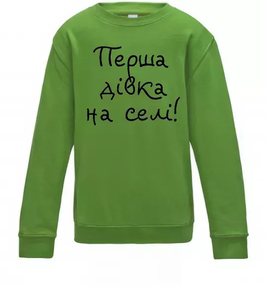 Детский Свитшот Перша дівка на селі Лаймовый фото
