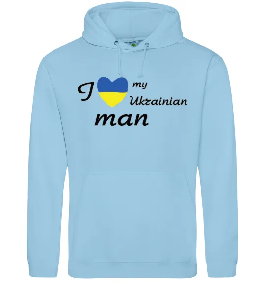 Женская толстовка (худи) I love my Ukrainian man Голубой фото