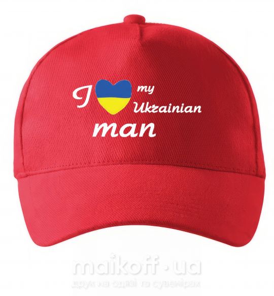 Кепка I love my Ukrainian man Красный фото