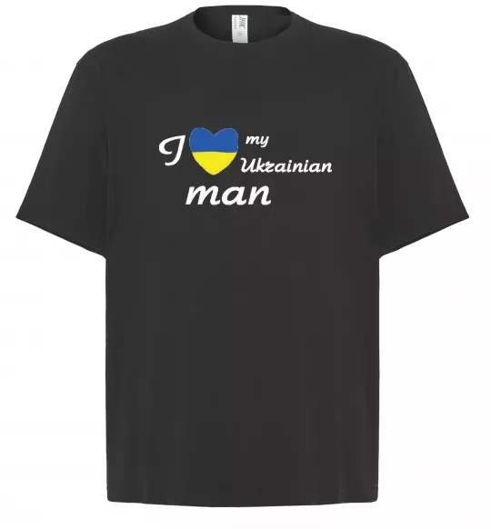 Футболка Оверсайз I love my Ukrainian man Черный фото