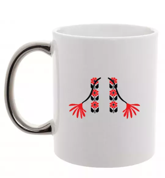 Чашка с цветной ручкой Червона вишиванка Серебро фото