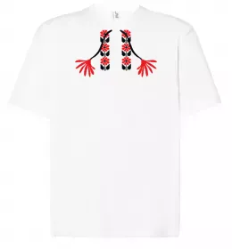 Футболка Оверсайз Червона вишиванка Белый фото