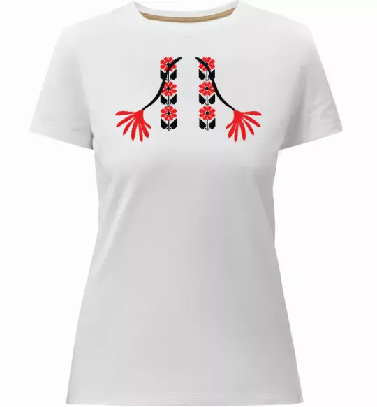 Женская премиум футболка Червона вишиванка Белый фото