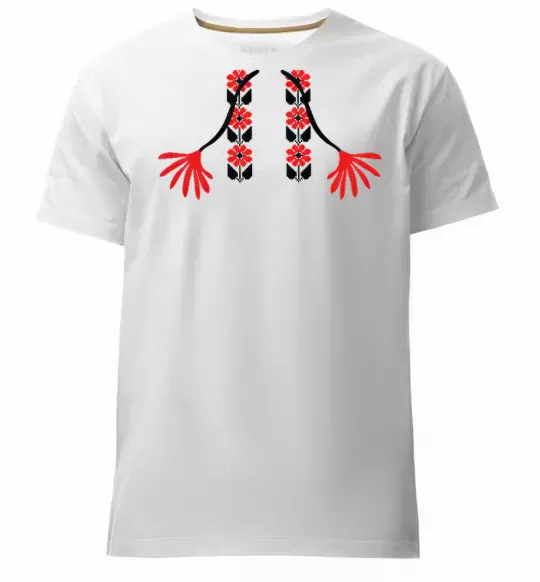 Мужская премиум футболка Червона вишиванка Белый фото