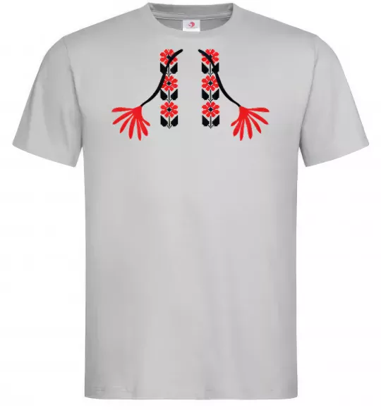 Чоловіча футболка Червона вишиванка Сірий фото