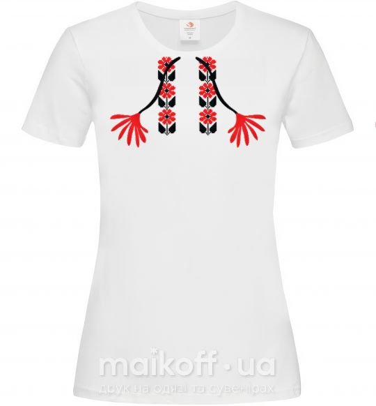 Жіноча футболка Червона вишиванка Білий фото