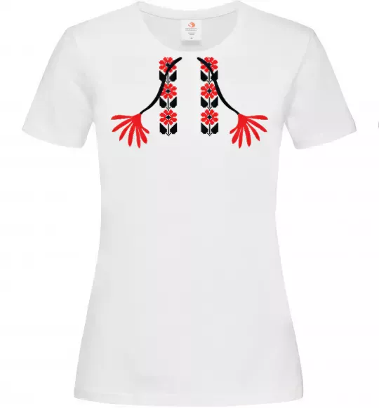 Жіноча футболка Червона вишиванка Білий фото