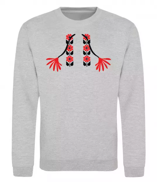 Світшот Червона вишиванка Сірий меланж фото