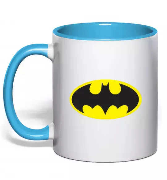 Чашка с цветной ручкой BATMAN лого Голубой фото
