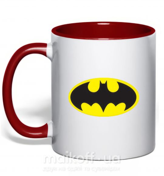 Чашка з кольоровою ручкою BATMAN оригинальный лого Червоний фото