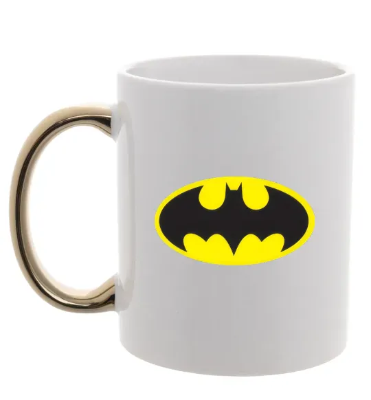 Чашка с цветной ручкой BATMAN лого Золото фото