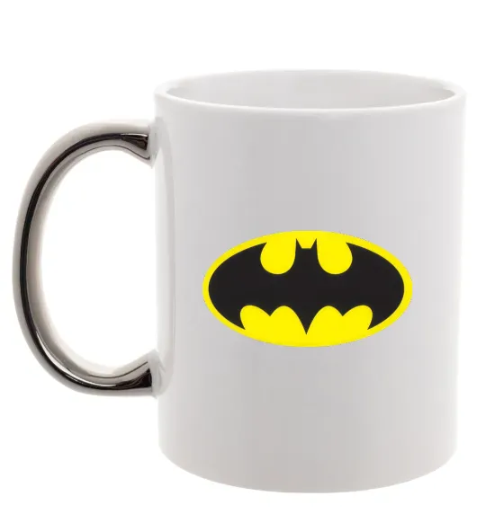 Чашка с цветной ручкой BATMAN лого Серебро фото