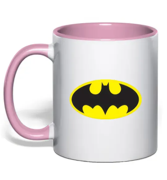 Чашка с цветной ручкой BATMAN лого Нежно розовый фото