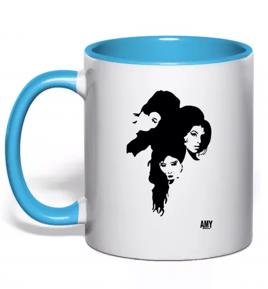 Чашка с цветной ручкой AMY WINEHOUSE PORTRAIT Голубой фото