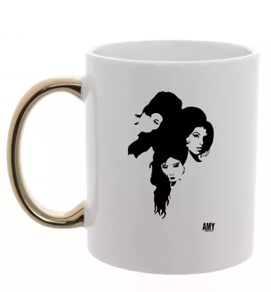 Чашка с цветной ручкой AMY WINEHOUSE PORTRAIT Золото фото