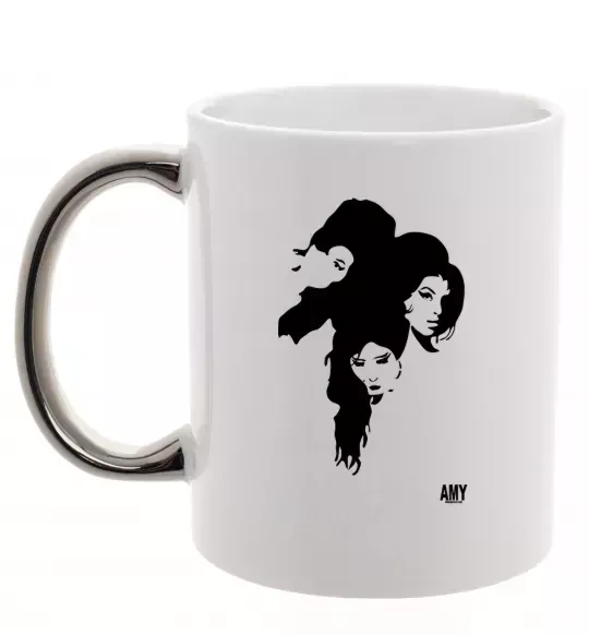 Чашка с цветной ручкой AMY WINEHOUSE PORTRAIT Серебро фото
