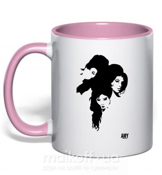 Чашка з кольоровою ручкою AMY WINEHOUSE PORTRAIT Ніжно рожевий фото