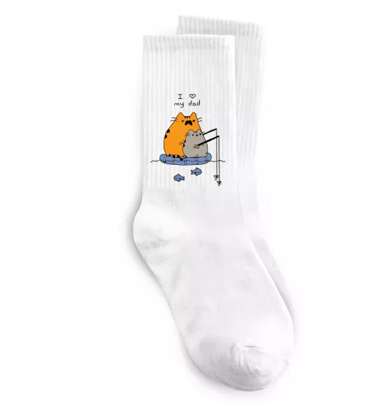 Шкарпетки I LOVE MY DAD рибалка Білий фото