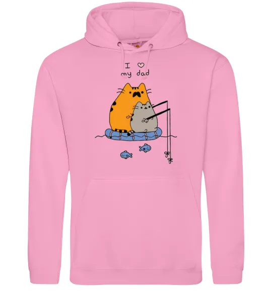 Мужская толстовка (худи) I love my dad рибалка Розовый фото