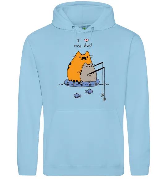 Мужская толстовка (худи) I love my dad рибалка Голубой фото
