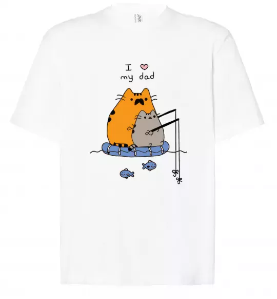 Футболка Оверсайз I LOVE MY DAD рибалка Белый фото