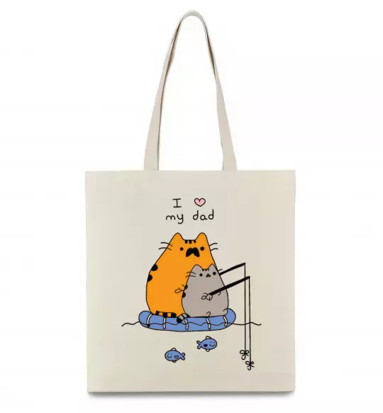 Эко-сумка I LOVE MY DAD рибалка Бежевый фото