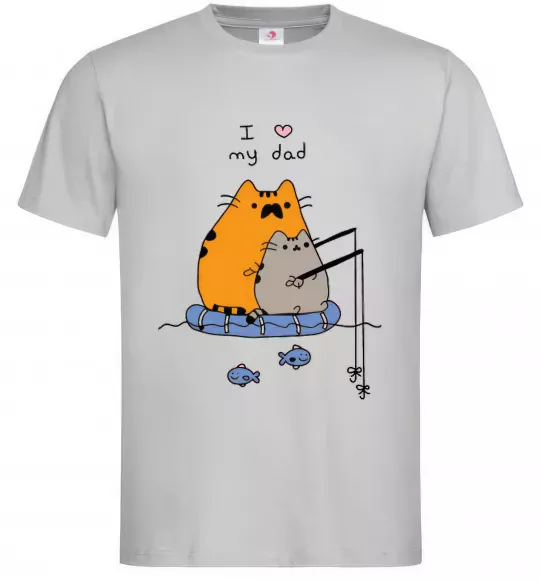 Мужская футболка I LOVE MY DAD рибалка Серый фото
