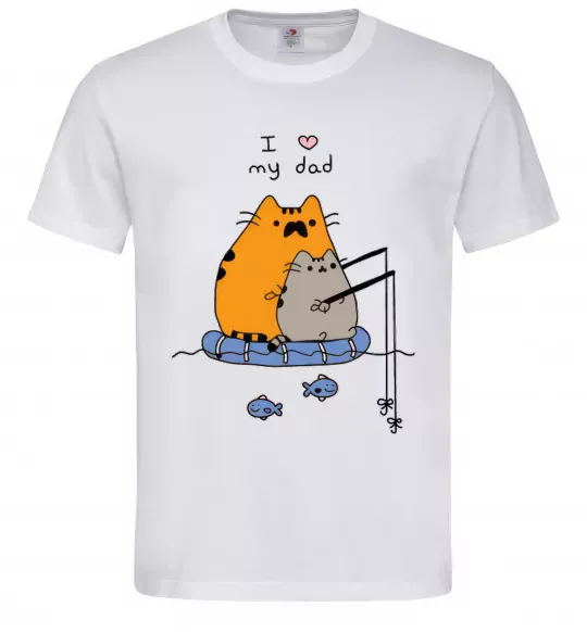 Мужская футболка I LOVE MY DAD рибалка Белый фото