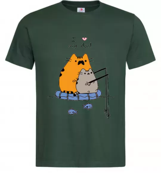 Мужская футболка I LOVE MY DAD рибалка Темно-зеленый фото