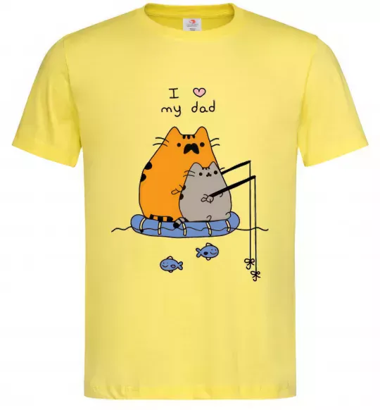 Мужская футболка I LOVE MY DAD рибалка Лимонный фото