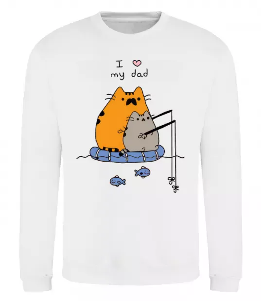 Свитшот I LOVE MY DAD рибалка Белый фото