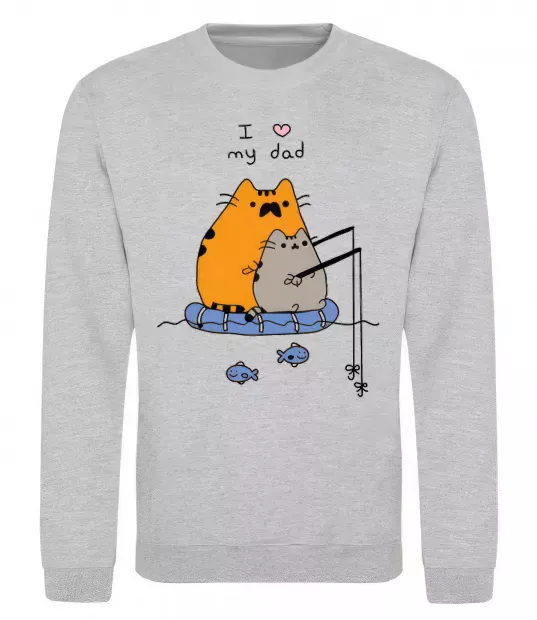 Свитшот I LOVE MY DAD рибалка Серый меланж фото