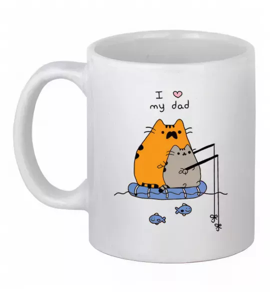 Чашка керамическая I LOVE MY DAD рибалка Белый фото