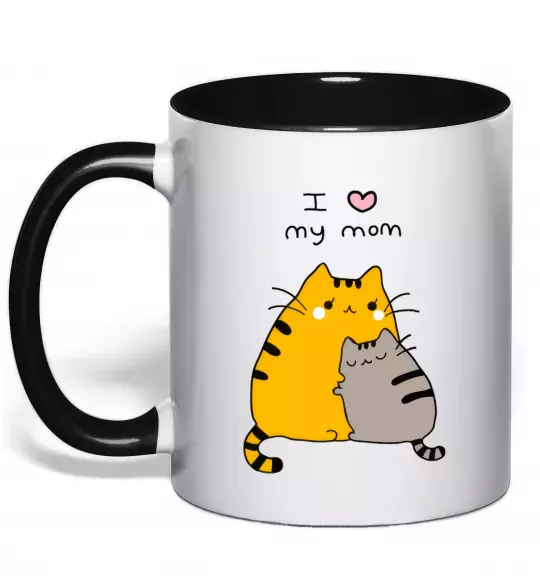 Чашка с цветной ручкой I love my mum Черный фото