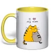 Чашка з кольоровою ручкою I love my mum Лимонний фото