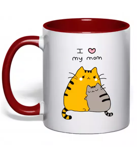Чашка с цветной ручкой I love my mum Красный фото