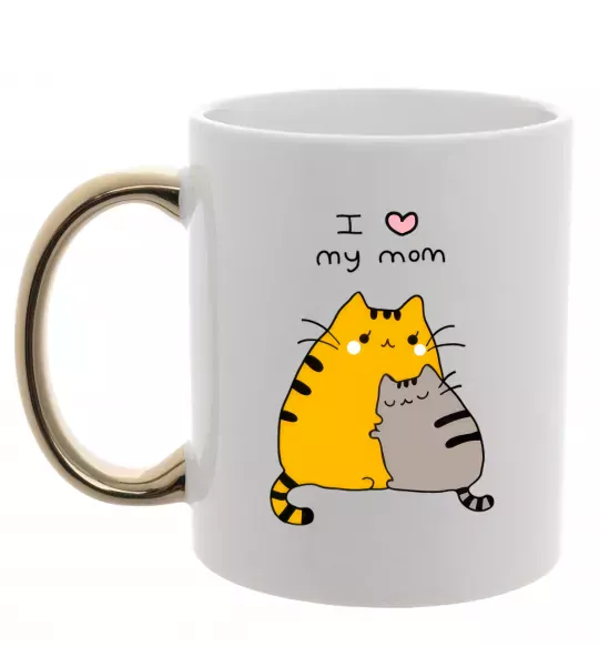 Чашка с цветной ручкой I love my mum Золото фото